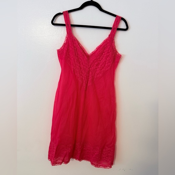 Vintage Henson-Kickernick Pink Coral Lace Slip Dress Pinup Lingerie Boudoir sz34 - Picture 3 of 16